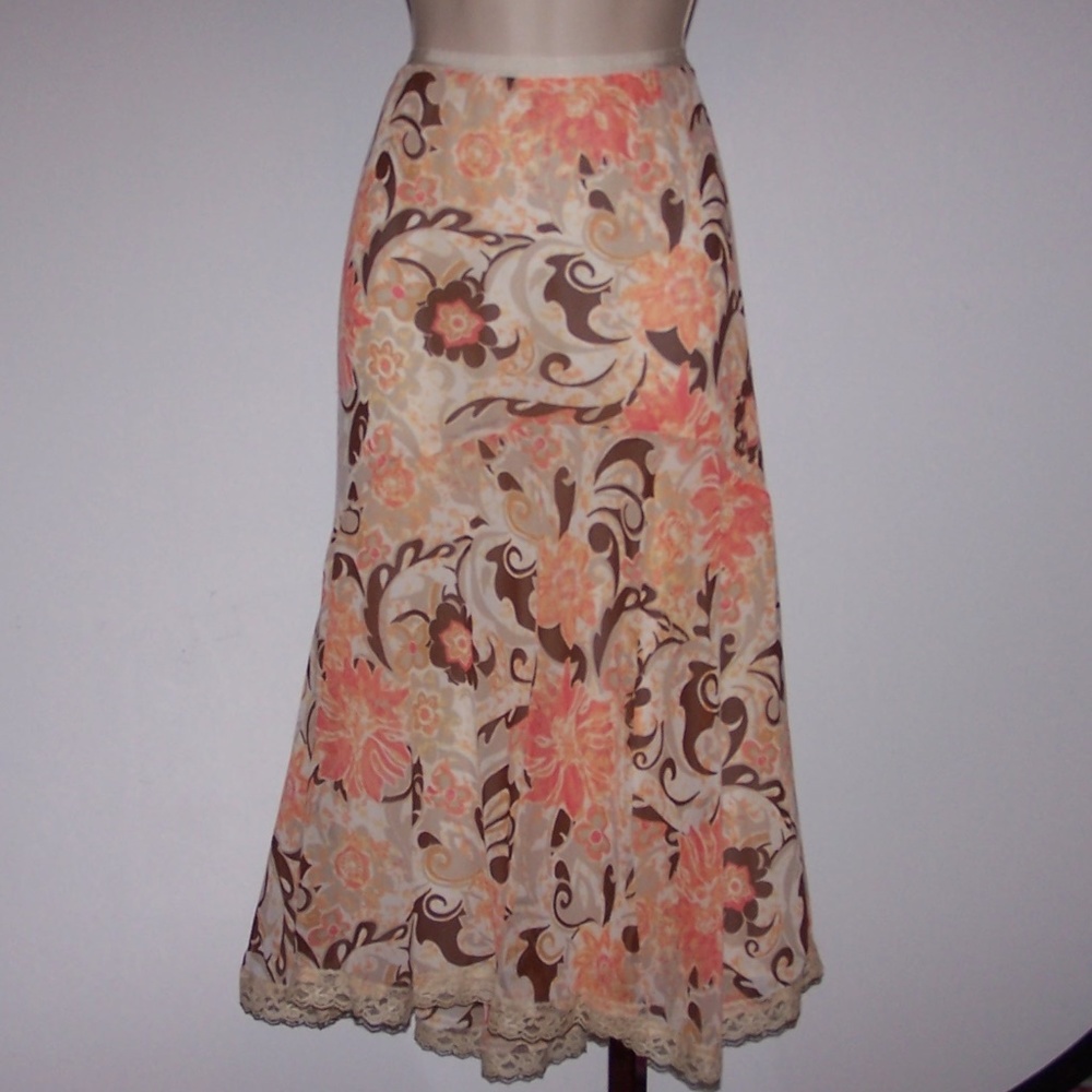 Nicole by Nicole Miller Lace Trim Print Skirt 12